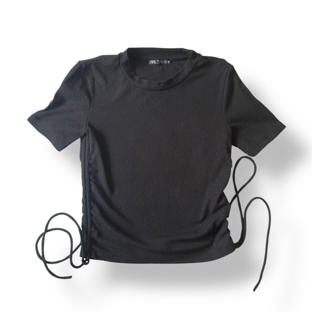 Zara Black Short Sleeve Top with Side Ties